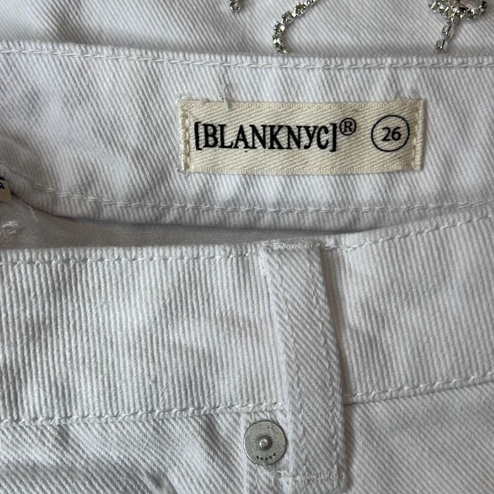 NWT BLANKNYC White Denim Fringe Skirt Rhinestone Trim Size 26 - Picture 15 of 16